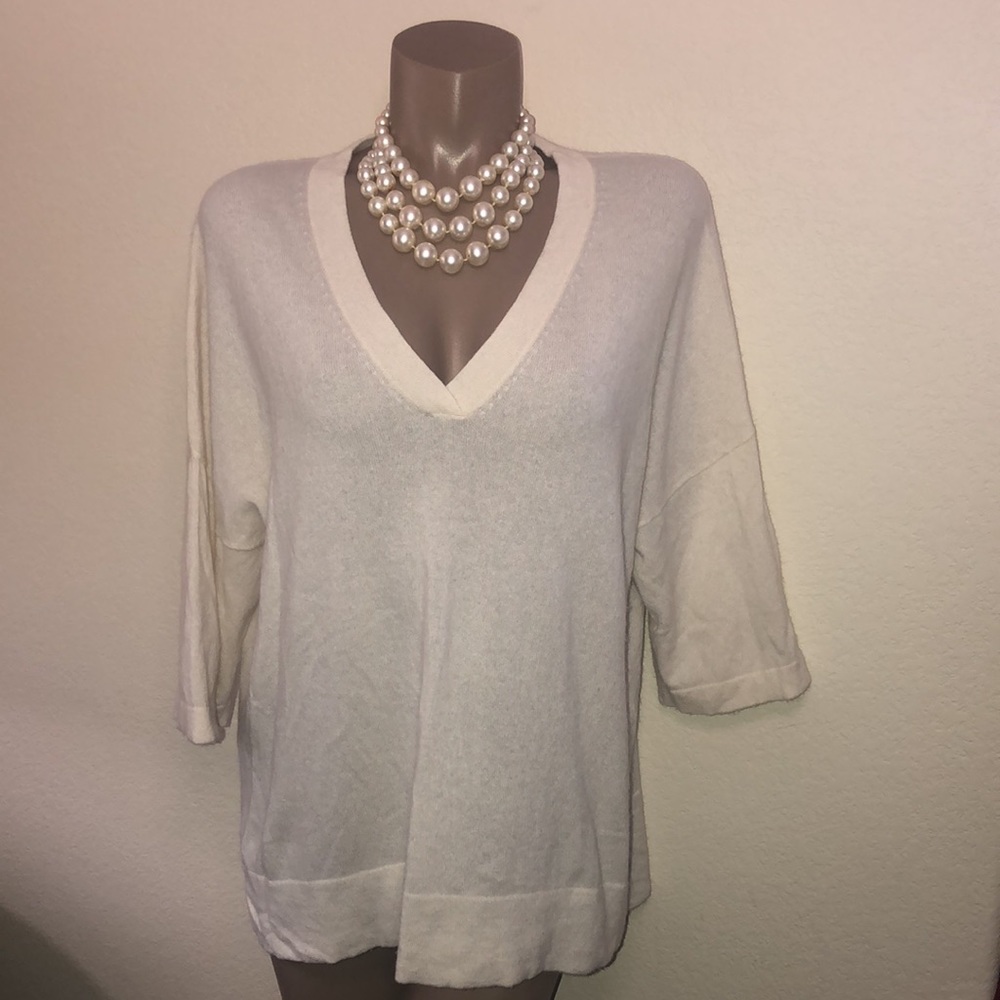 VINCE 100% Cashmere V Neck Sweater Tunic Poncho